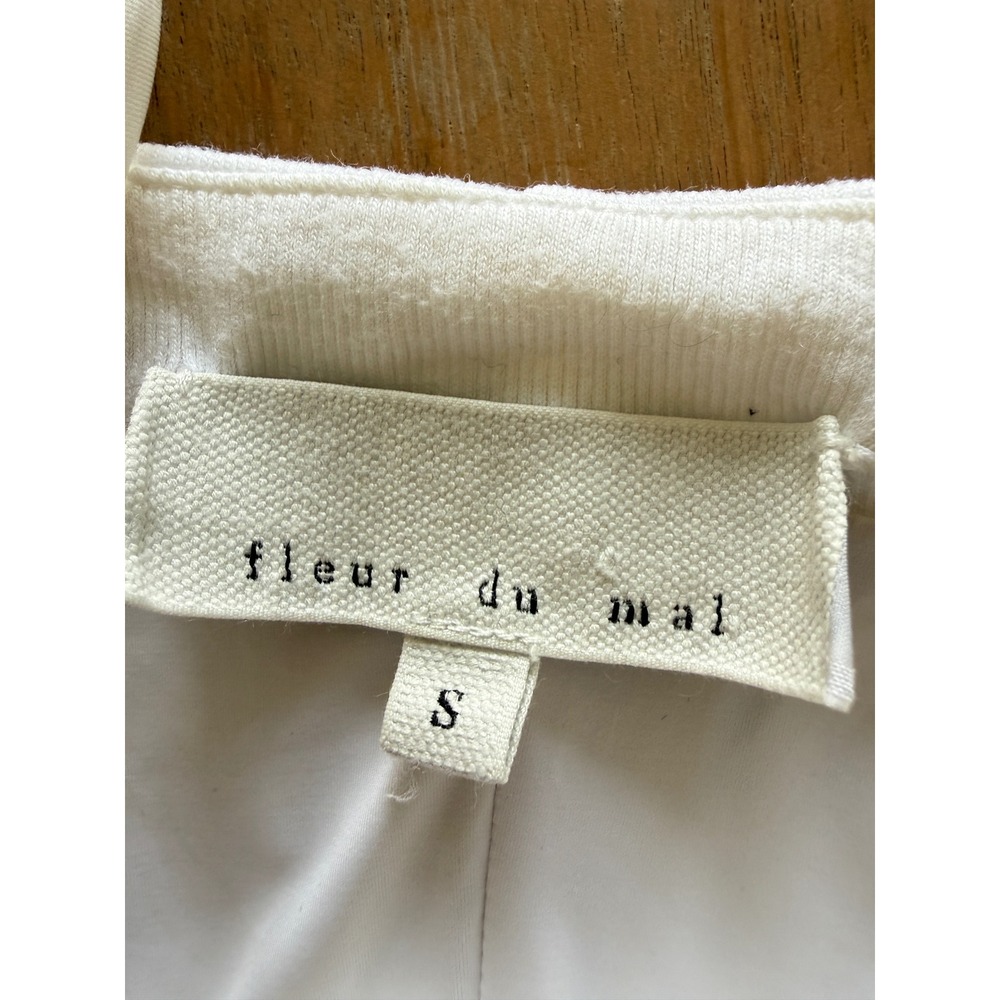 Fleur du Mal Fromt Snap Midi Dress Women Small White Ribbed Cotton Adjustable - Picture 7 of 15
